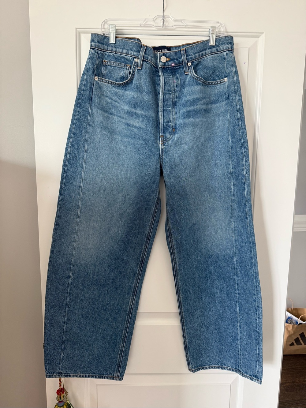 Veronica Beard Medium Blue Wide-Leg High-Rise Jeans